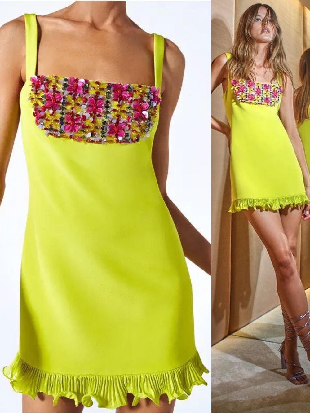 ALEXIS Levante Embellished Mini Dress Mystic Chartreuse NEW with tags - Picture 1 of 9